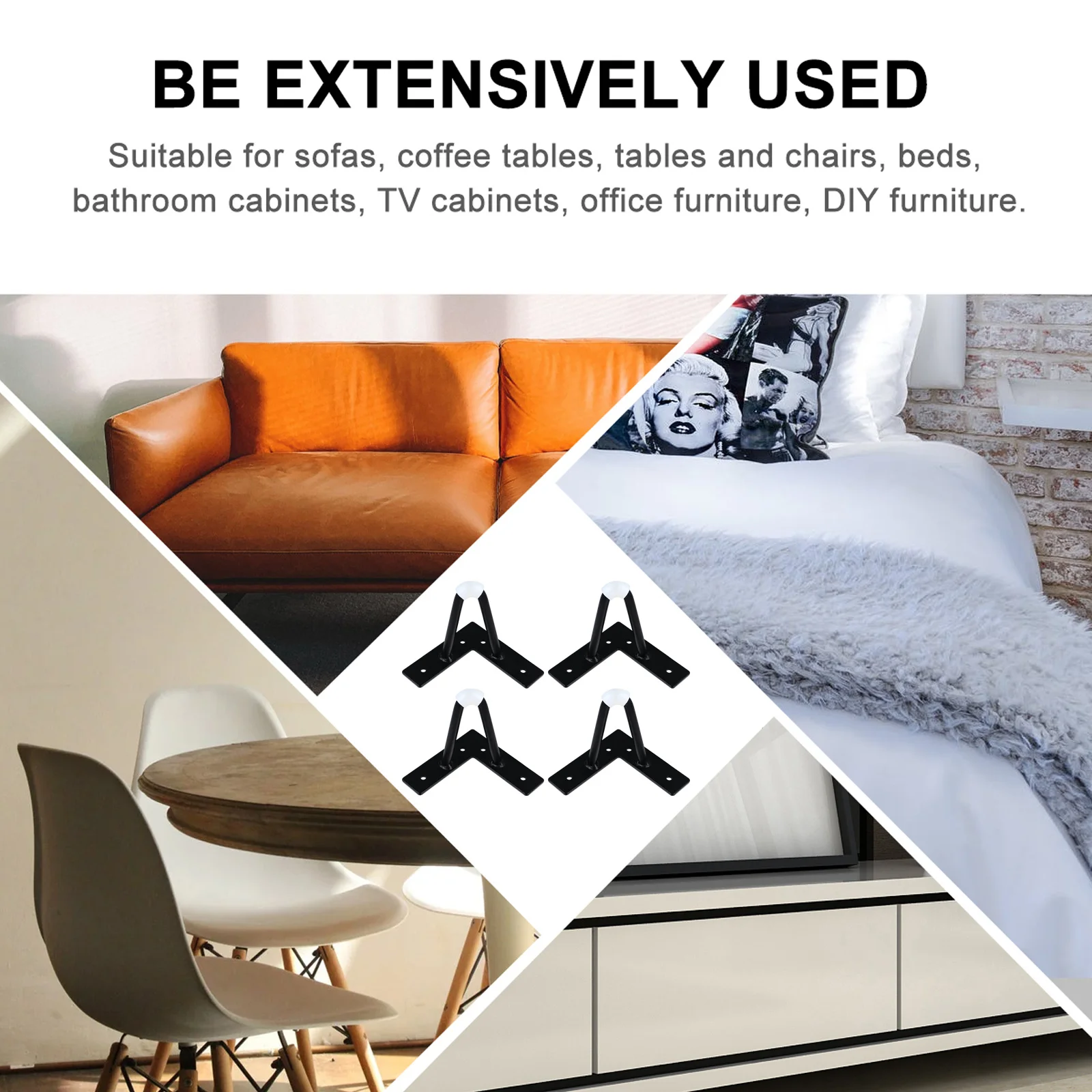 

Hairpin Legs Metal U Shape Solid Furniture Leg Support Stand Pre-Drilled Holes Easy Install for Cabinet Sofa Table Coffee Tea