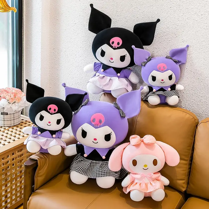 Sanrios Cute Plush Toy Kuromi My Melody Anime Cartoon Pillow Stuffed Doll Cushion Bedroom Home Deco Birthday Christmas Gift