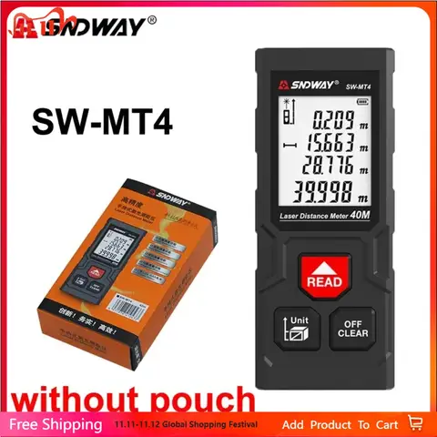 SNDWAY 레이저 거리 측정기 40M/50M/120M 디지털 줄자 거리/면적/용량/자체 교정 기능이 있는 정밀 거리 측정기