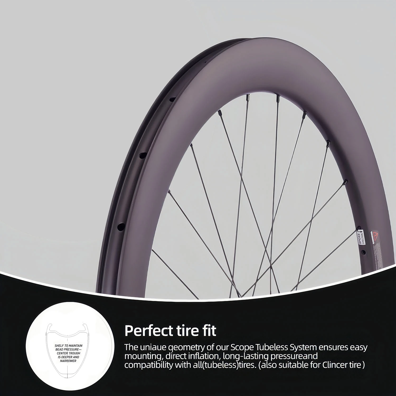 عجلات كربون للدراجة على الطريق CSC 700C UD تشطيب غير لامع مع سطح فرامل 3K مجموعة عجلات دراجة السباق بعرض 28 مم محور مستقيم #3