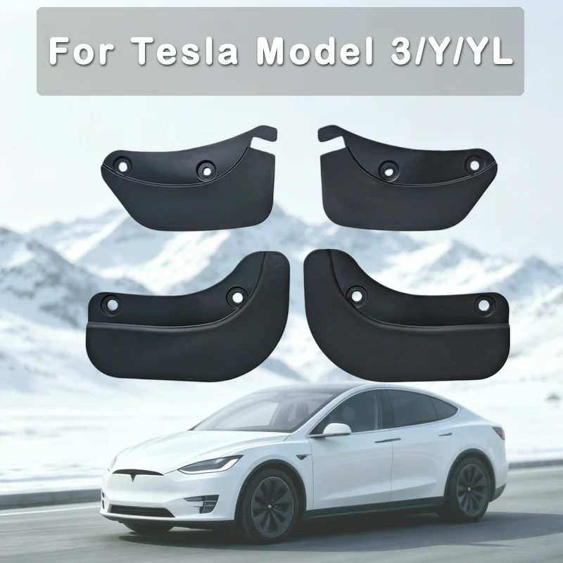 Für Tesla Model YL Model 3 Model Y Hochwertige Versteckte Kotflügelverbreiterungen Ohne Bohren TPE Schmutzfänger Vorder- und Hinterräder