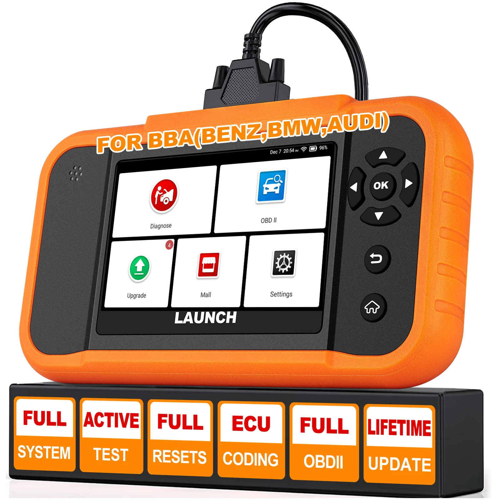 LAUNCH X431 Creader Elite 2.0 BBA ECU Coding Active Test for BMW for Benz for Audi Car Diagnostic Tool OBD Scanner Lifetime Free