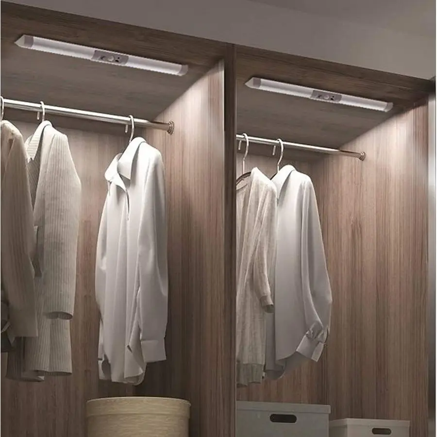 

Комплект из 2 беспроводных светильников для шкафа с датчиком движения и защитой для глаз, автоматические, на батарейках, для кладовой, L