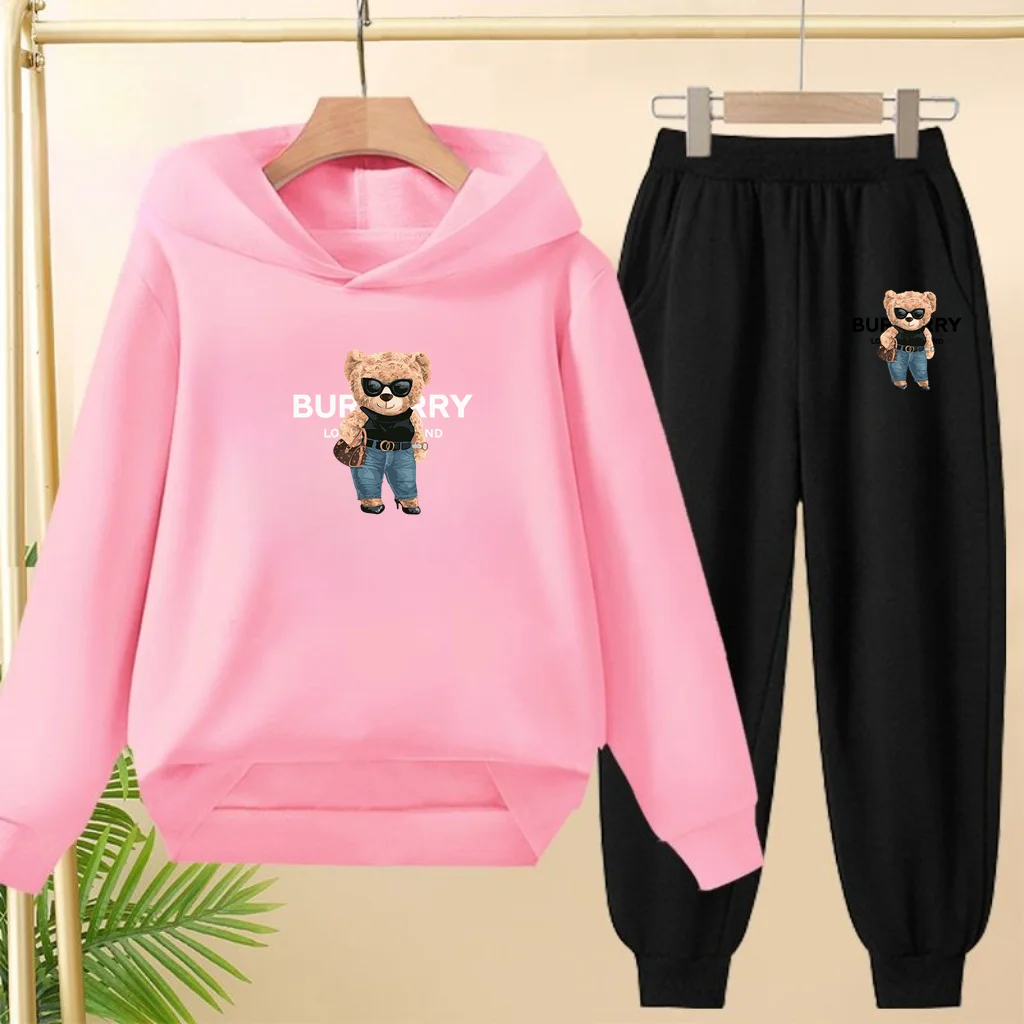 

Children's Sports Hooded Sweatshirt and Long Pants Set.Both Boys and Girls Like Loose Sets Cartoon Sets for Children Aged 3 To13