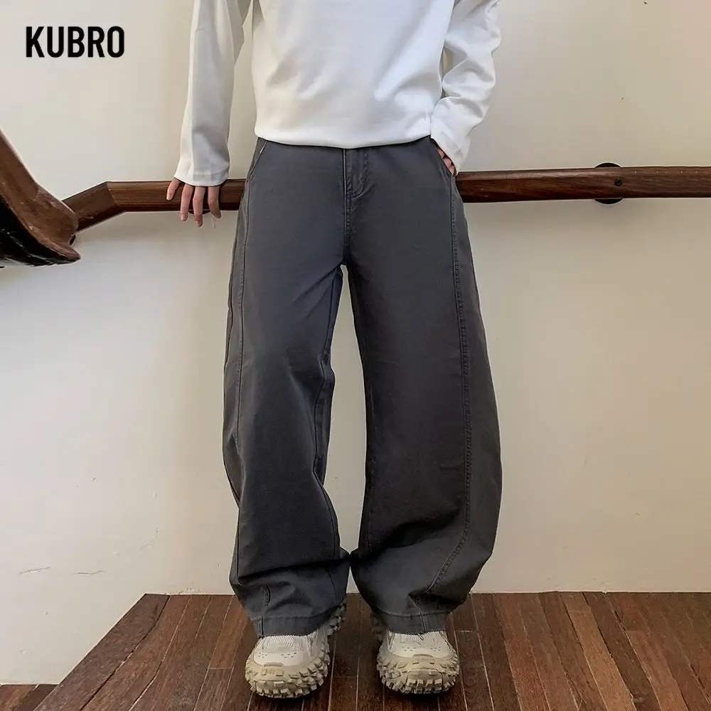 

Новые мужские повседневные брюки в американском стиле ретро из ткани Scintaglio, свободные мужские джинсовые брюки с широкой драпировкой и трехмерным кроем