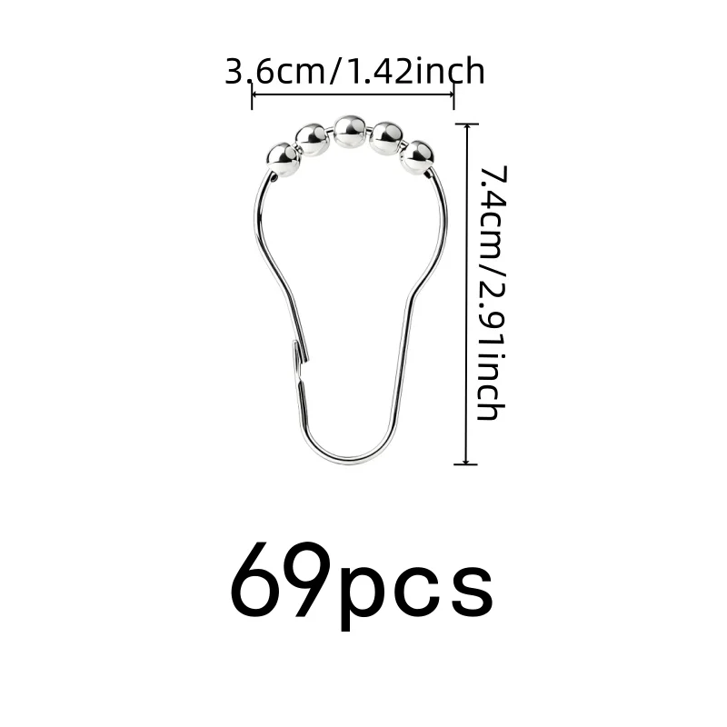 69 pcs Creative Gourd Curtain Hooks, Rolling Ball Smooth Glide, Home Bathroom & Bedroom Curtain Rod, Durable Anti-Fall