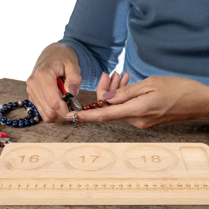Wood Bead Board Jewelry Making Tray Size Measuring Tool For Bracelet Necklace Design Layout Handmade Craft Supplies - view 3