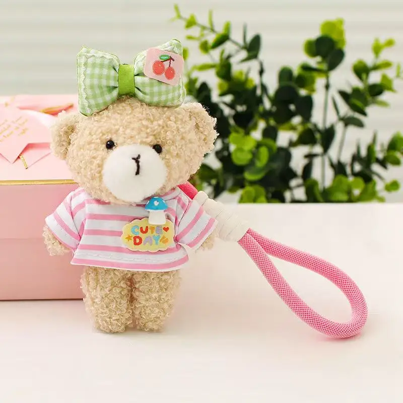 15cm Simulation New Sweet Bear Backpack Pendant Doll Stuffed Plush Toy Cartoon Anime Cute Children's Birthday Gift Fun Doll
