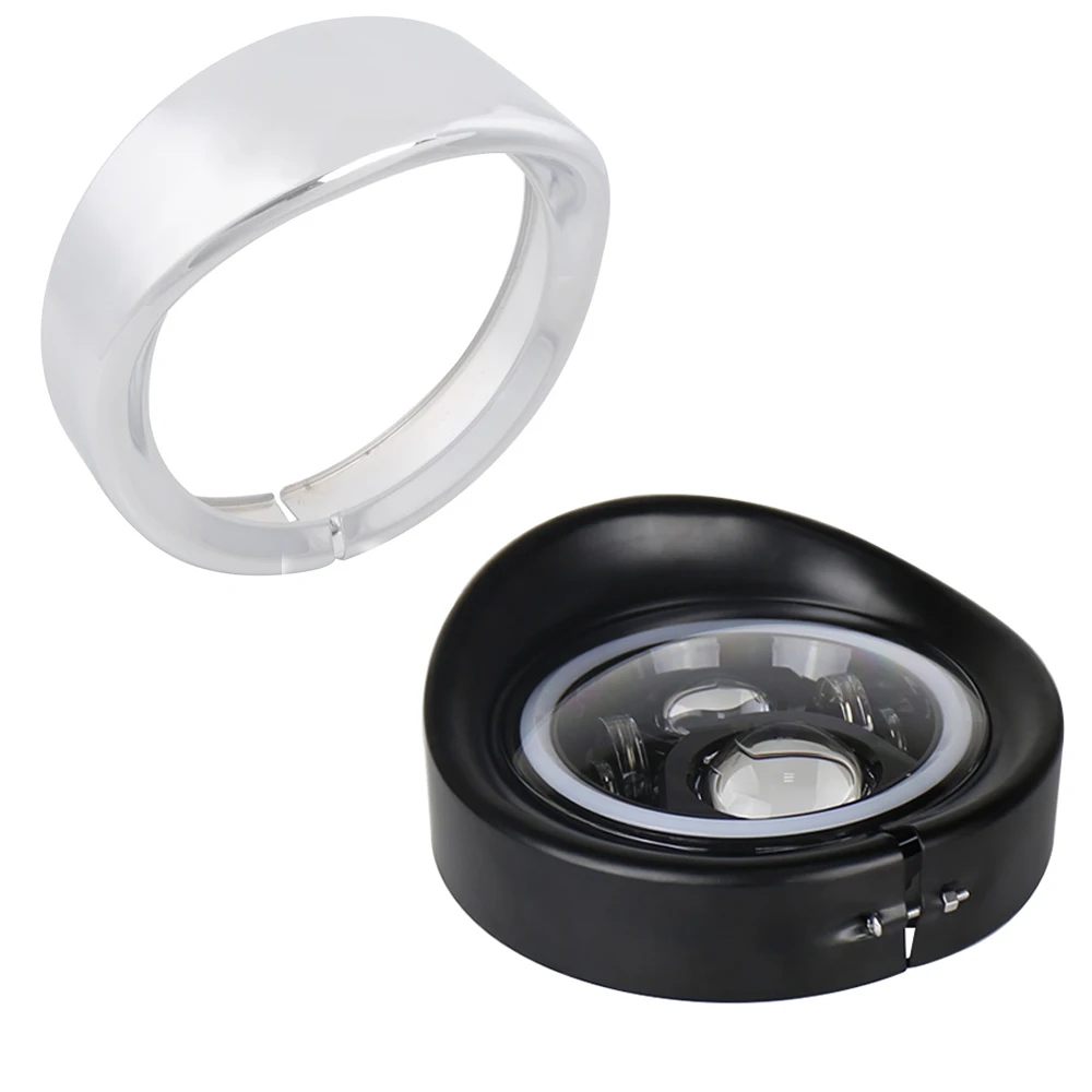 

Black/Chrome 7 inch Headlight Headlamp Trim Ring Protect Guard Cover Cap For Harley Touring Road King Electra Glide