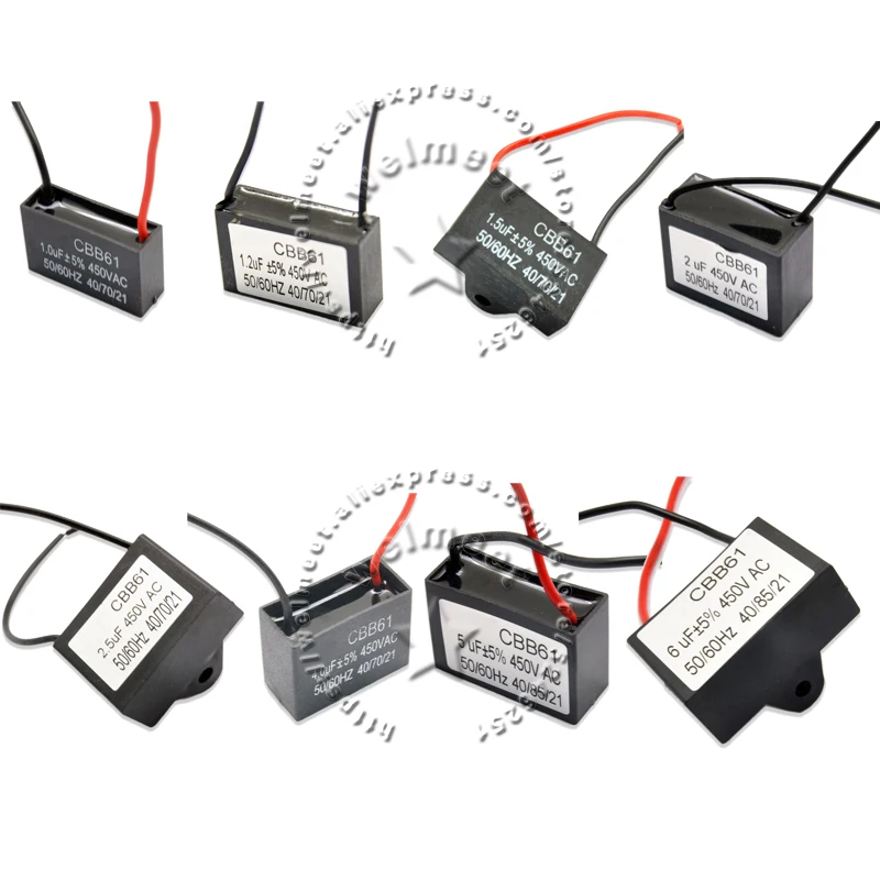 1pcs CBB61 Ceiling Fan Motor Running Starting Capacitor 450V 1//1.5/2/3/4/5/6/7/8/10/12/15UF Air Conditioner Running Capacitor