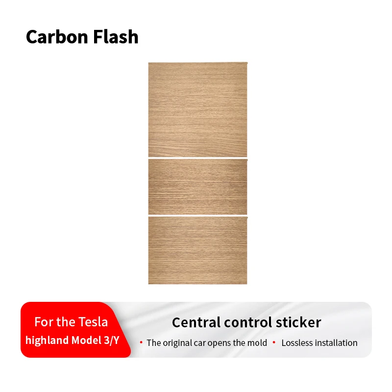 Suitable for Tesla 2025 Model 3/Y – Dashboard and Console Trim Stickers Featuring a Wood Grain Finish for Interior Decoration.