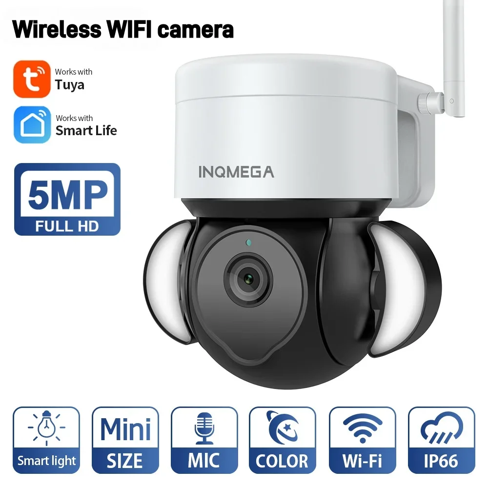 

5MP WiFi PTZ Dome Camera IP66 Waterproof Color Night Vision Motion Detection for Yard Garden Villa Outdoor Security