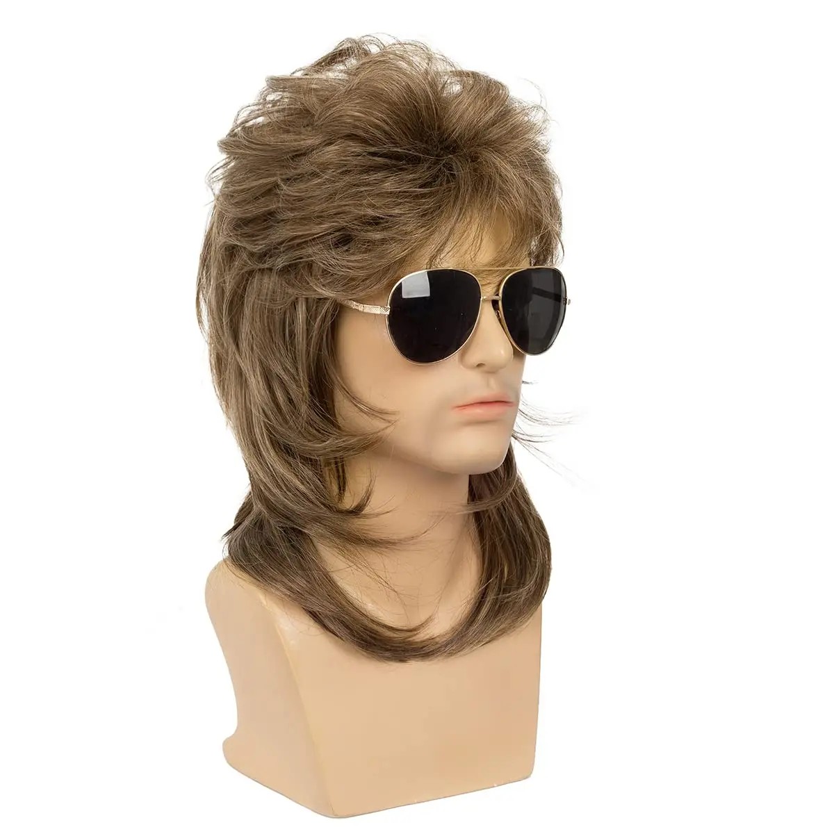 Mullet Wigs for Men Synthetic 70s 80s Costumes Mens Black Fancy Party Accessory Cosplay Hair Wig