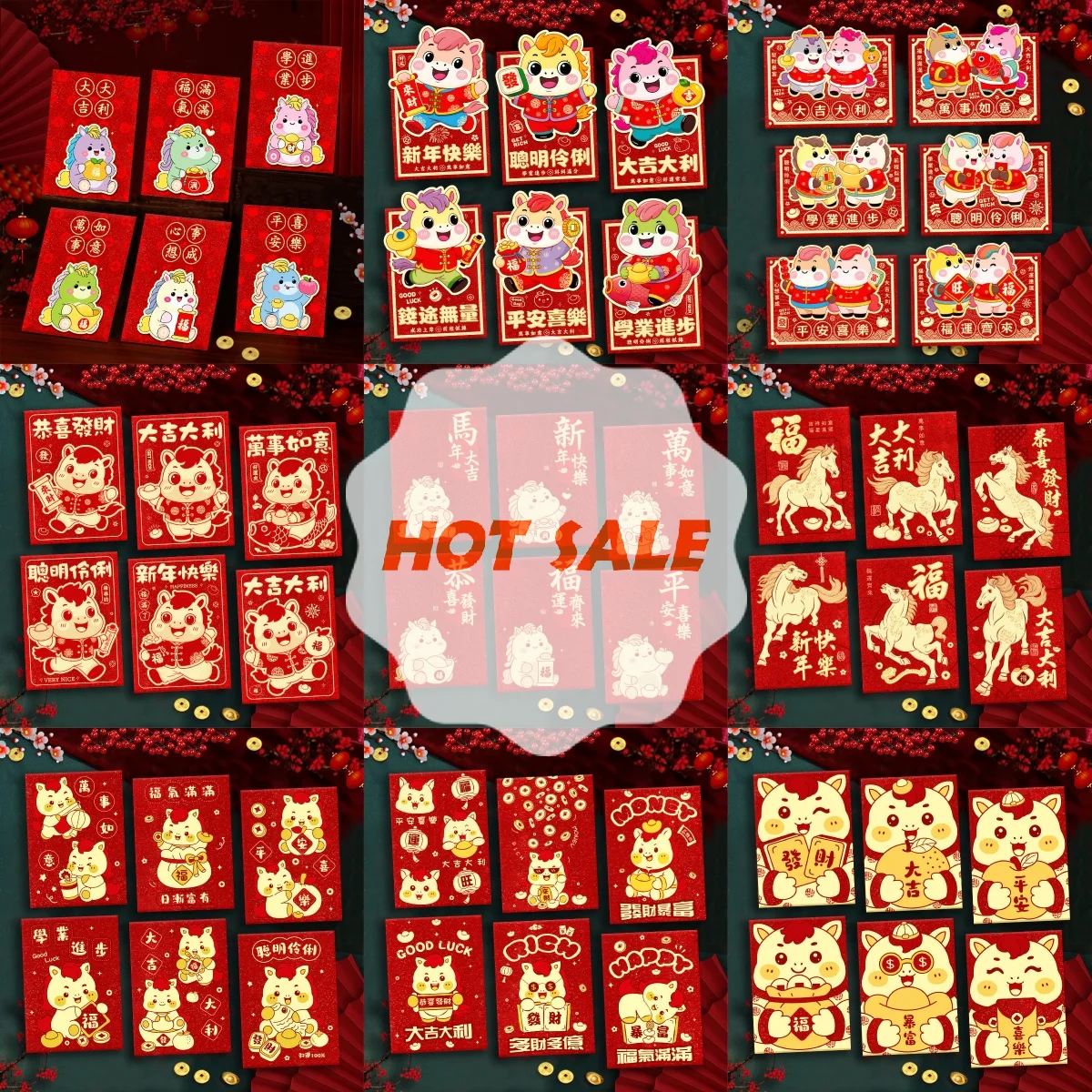 

6Pcs Chinese New Year Money Envelope Lucky Red Pockets 2026 Horse Year Spring Festival Marriage Birthday Envelope