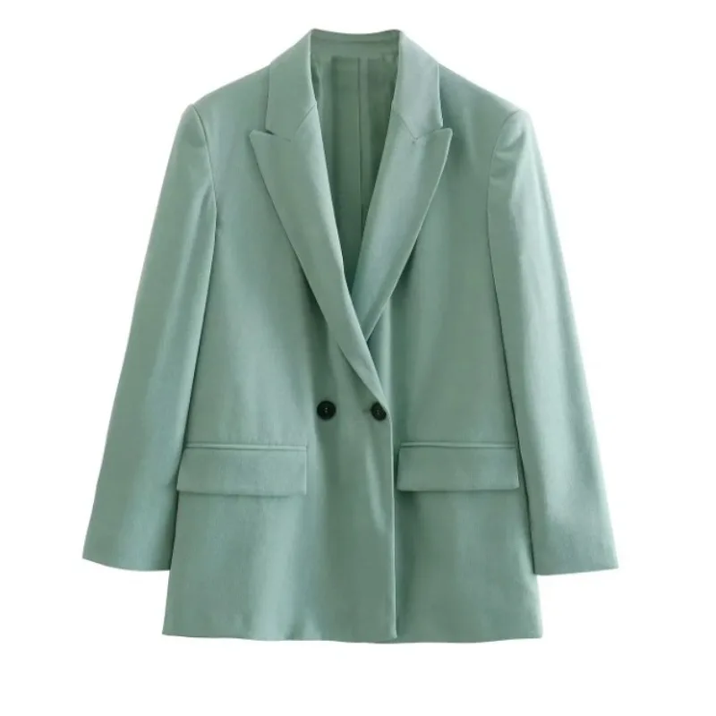 

ЖЕНСКИЙ модный осенний новый многоцветный костюм в европейском и американском стиле 2025 года, шикарная куртка с длинными рукавами и двойными пуговицами, верхняя одежда Mujer