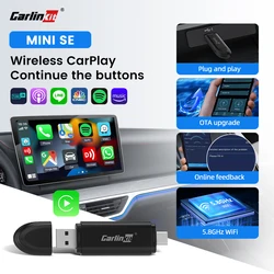 Carlinkit Wireless Carplay Adapter Non-Inductive Connection Wired To Wireless Car Play USB Dongle Nissan Benz Audi Mazda Peugeot