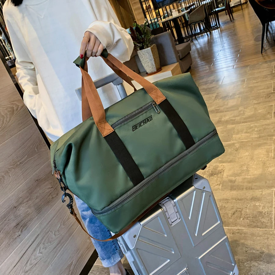 Borsa da viaggio Uomo Donna Bagaglio a mano di grande capacità Separazione asciutta e bagnata Borsa da fitness sportiva Pacchetto da viaggio per brevi distanze