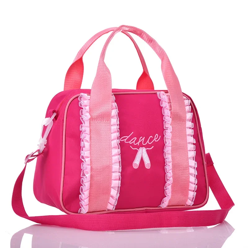 Borsa da ballo personalizzata per bambini per ragazze borsa da Ballerina borsone in pizzo rosa per borsa da balletto con ricamo a tracolla di classe di balletto