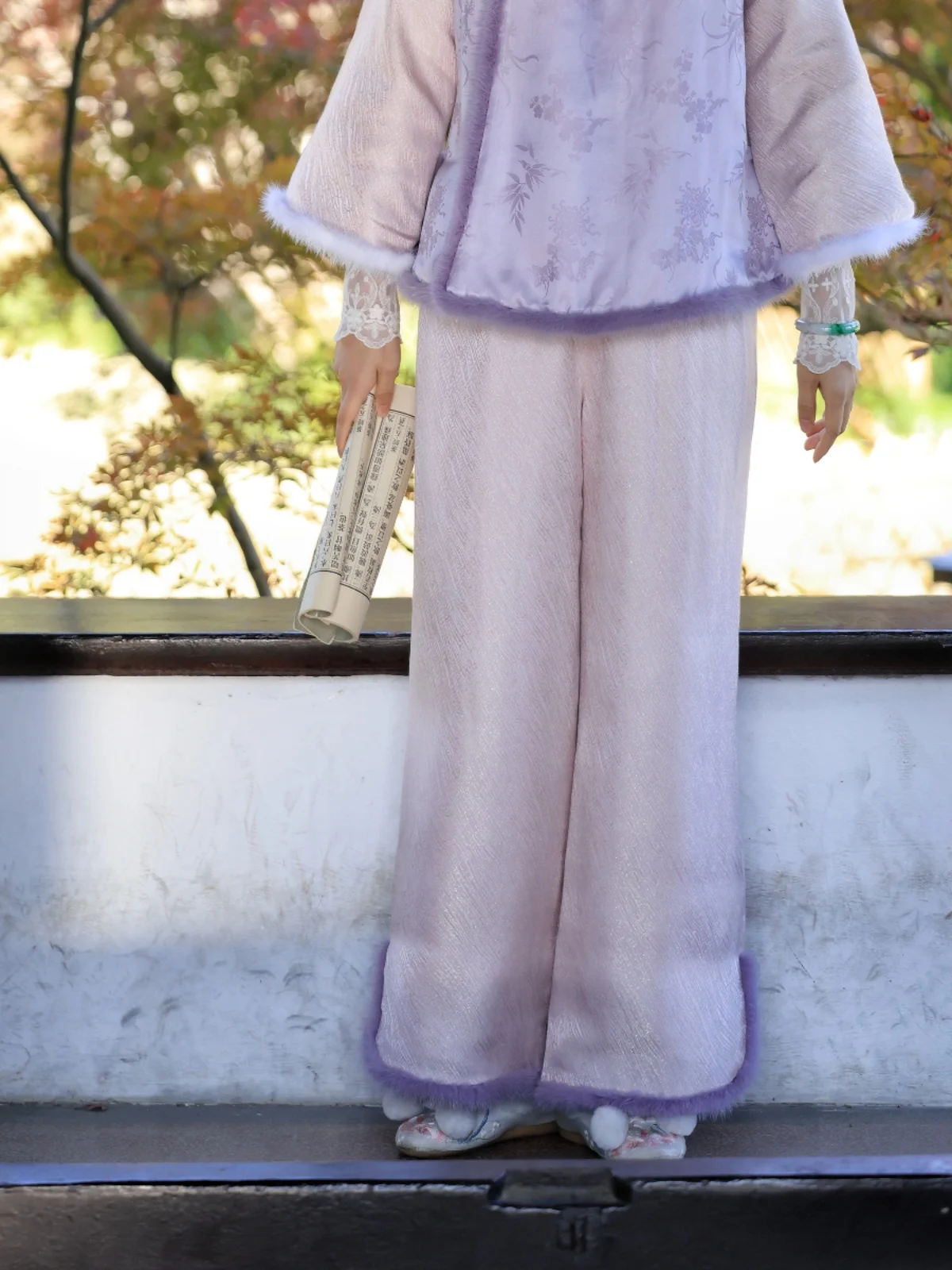 

Зимние шелковые брюки-ципао из норки с эластичным поясом, асимметричные, оригинальные, в стиле Ханьфу, прямые, длинные, H-образного кроя