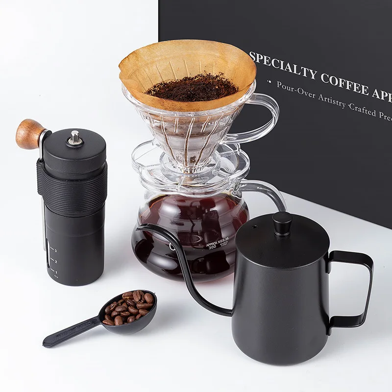 Coffee Maker Pour Over Coffee Set Manual Coffee Grinder Gooseneck Kettle Drip Pot Filter Dripper For Home Hand Coffee Brewing