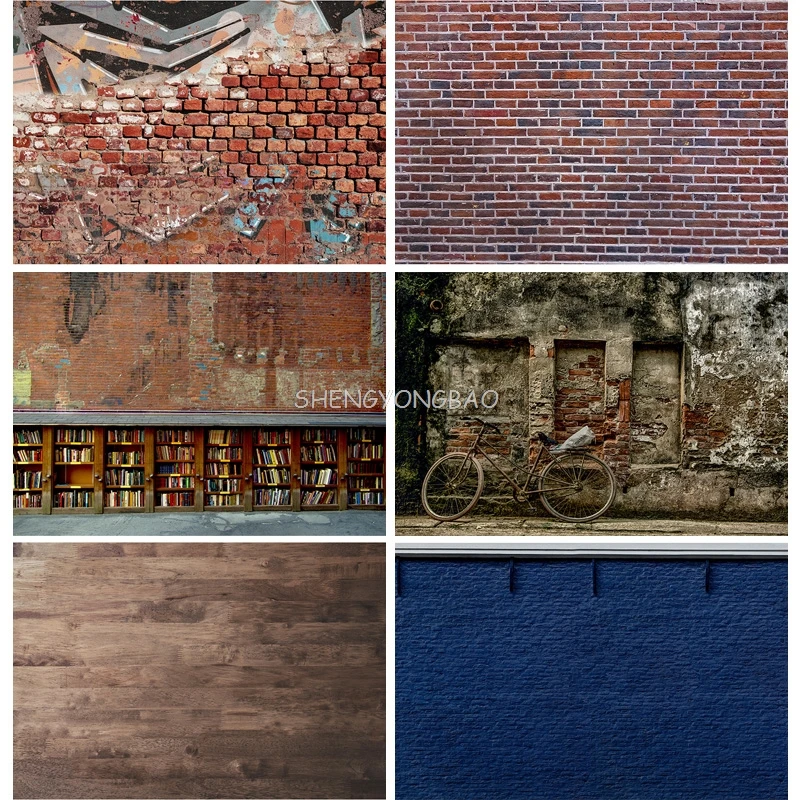 

Vinyl Custom Photo Backdrops Wood Board Brick Wall Vintage Photography Background For Studio Shoot Photocall 21902XZM-01