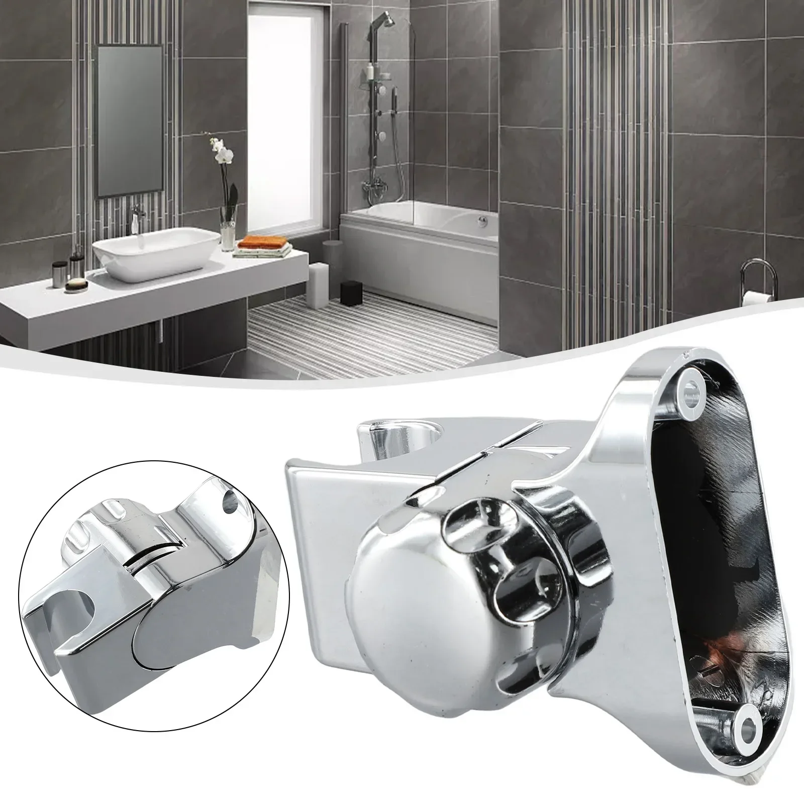 1pc Bathroom Shower Head Bracket ABS Plastic With Chrome Wall-mounted Shower Head Sprayer Adjustable Bathroom Head Stand