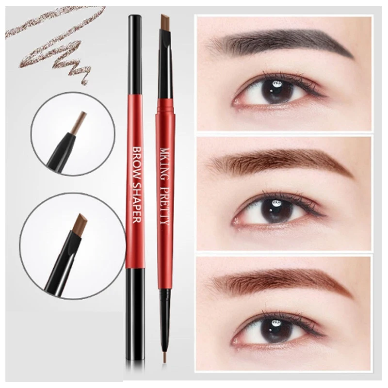 Make Up 24 Hour Double Head Eyebrow Pencil Waterproof Long-lasting No Blooming Eye Brow Tattoo Pen Makeup Tool Black / Coffee