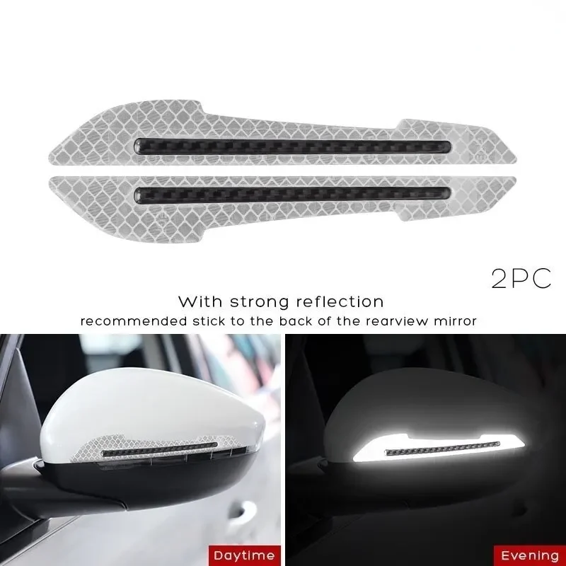 Car Rearview Mirror Stickers Scratches Collision Avoidance Warning Strip Tape Warn On Reflective Traceless Protective Sticker