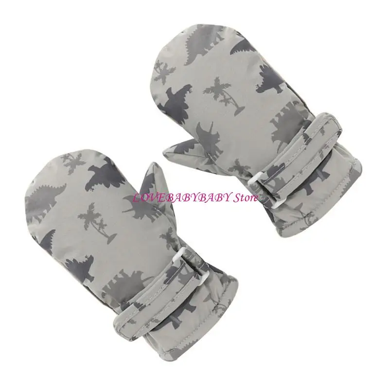 Windproof Kids Gloves Quick Drying Outdoor Sports Dinosaur Gloves Warm Mittens 4XBC