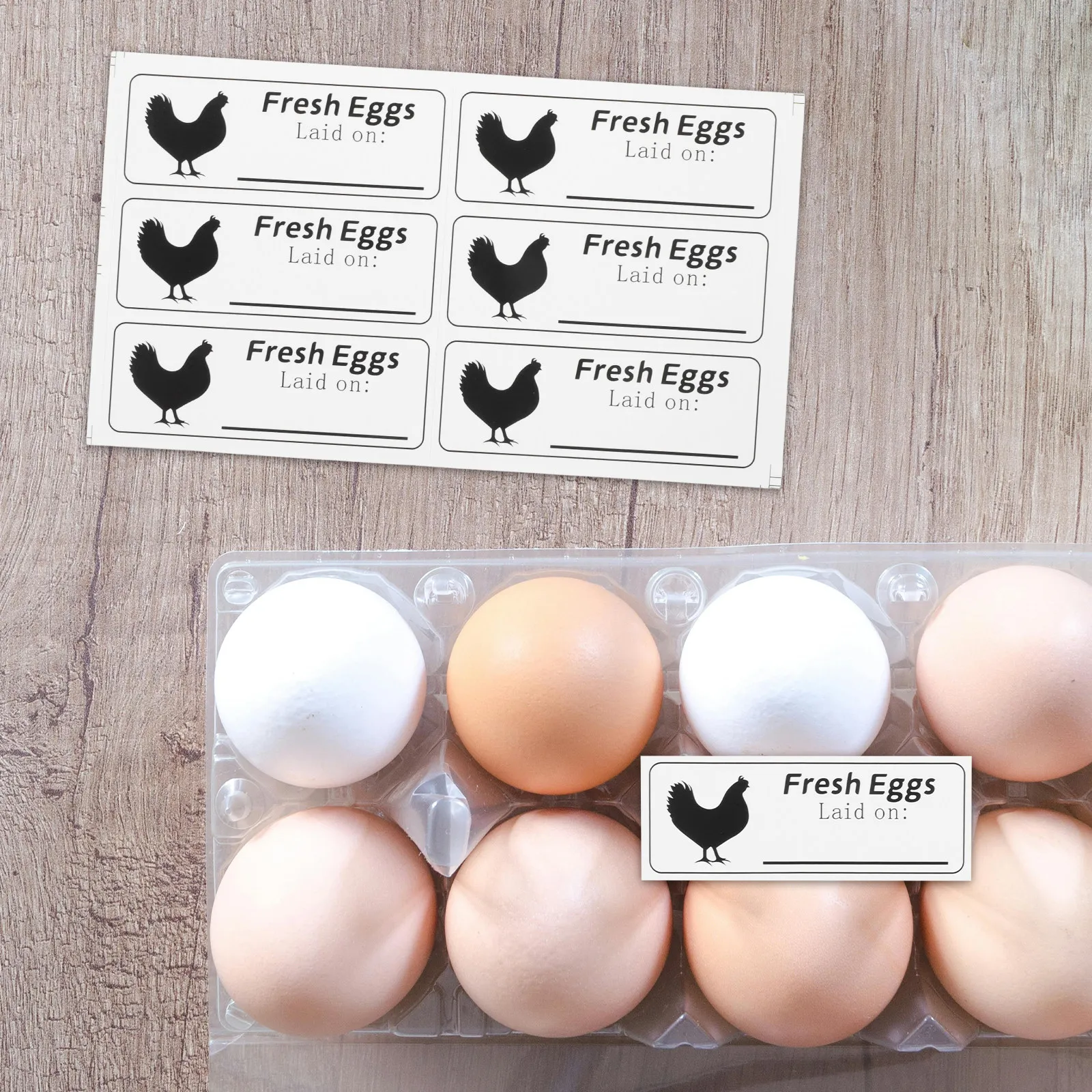 20 Sheets Eggs Fresh Chicken Stamp Painting Decal Produce Date Sticker Stickers