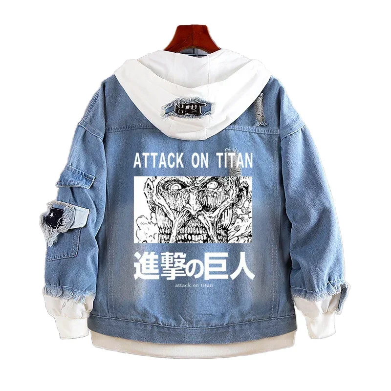 A Attack on Titan Halloween Cosplay Anime Game Two-Dimensional Denim Sweater Hooded Denim Jacket Loose Top