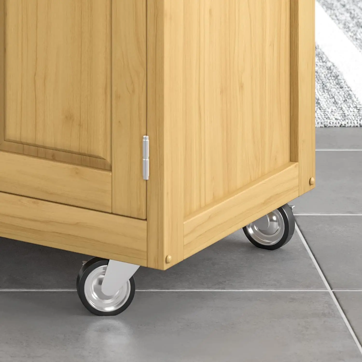 Create-a-cart móvil con acabado Natural, armario de cuatro puertas, carrito de cocina con tapa de madera de cerezo, estantería ajustable, estilos para el hogar