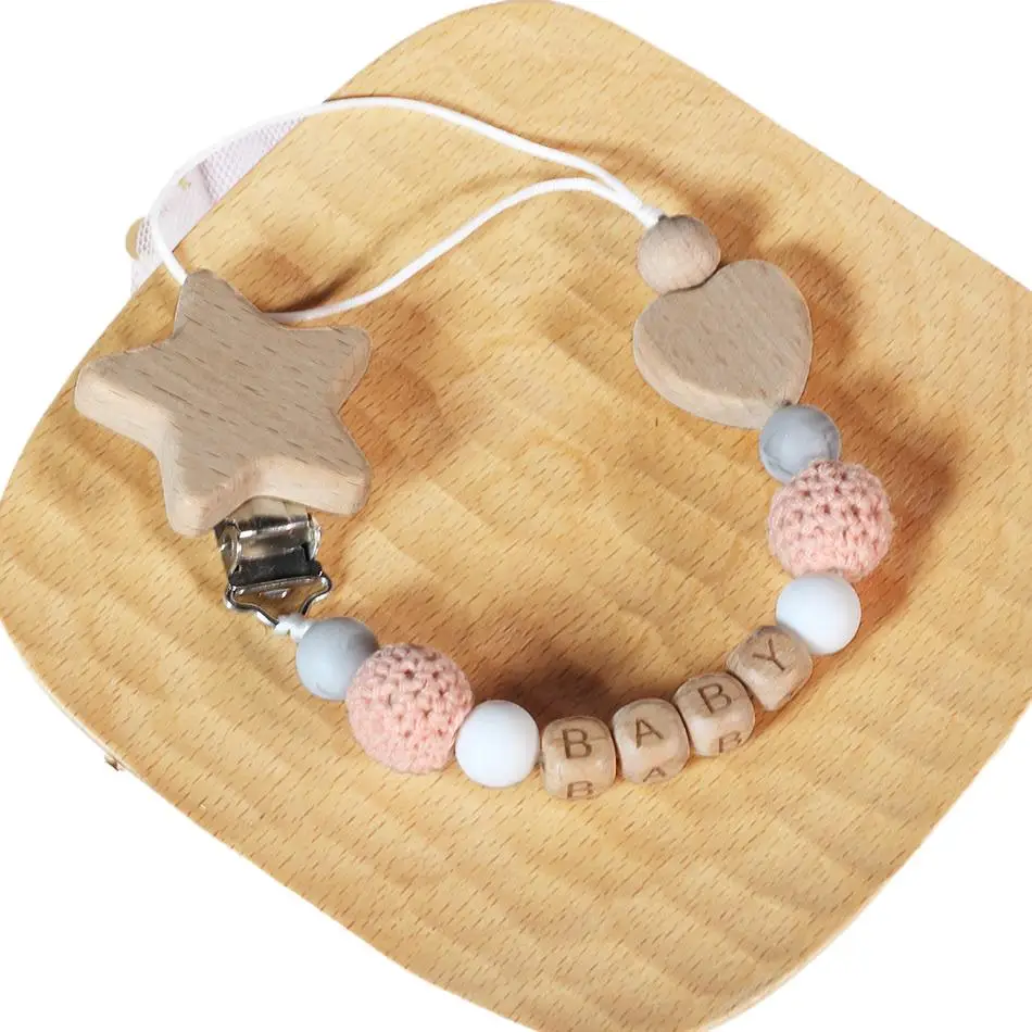 Baby personal isierte Schnuller Clip Kette mit Namen DIY Geschenke Dummy Brustwarzen Halter Clips Beiß ringe Spielzeug Anti-Lost Babys Zubehör