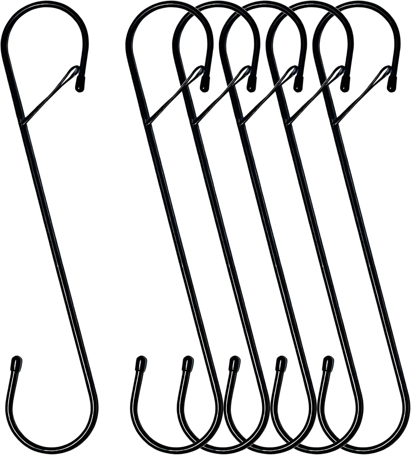 

12-Inch Heavy Duty S Hooks with Safety Buckle, 6-Pack for Hanging Plants, Kitchen, Garden
