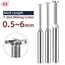 BB Extend Carbide T Slot Milling Cutter Long Neck End Mill CNC Groove Machining Tool for Metal Aluminum Steel 3mm-20mm