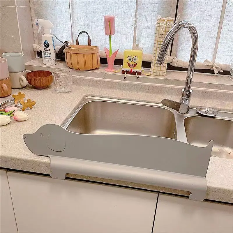 Cute Little Dog Sink Water Baffle Kitchen Wash Basin Wash Sink Splash Plate Silicone Suction Cup Type Water Baffle