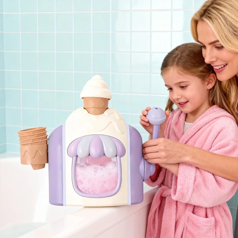 Juguete baño para niños, máquina burbujas moldeada con leche helada participativa, prensa Simple, sustancia