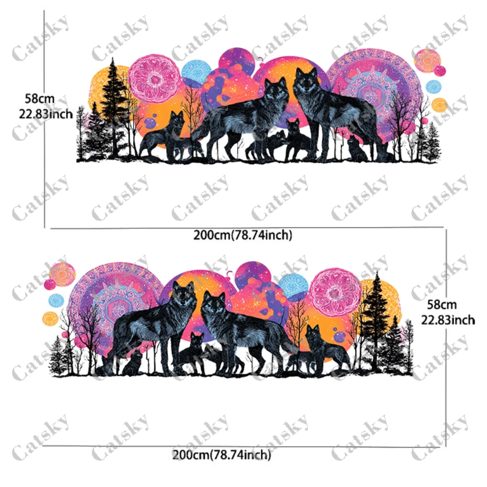 Black Wolf Pack Tree Colorful Mandala Vinyl Decal Sticker for Car and Truck, Durable, Fade-Resistant, Easy to Install and - Enha view 2