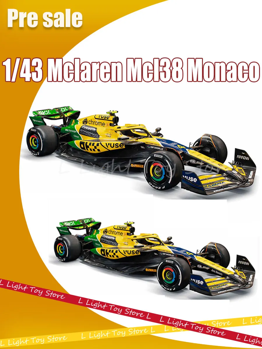 Bburago 1:43 Mclaren Mcl38 Monaco Grand Prix 2024 Diecast Car Model F1 Alloy Miniature 4# Lando Norris 81# Oscar Piastri Car Toy