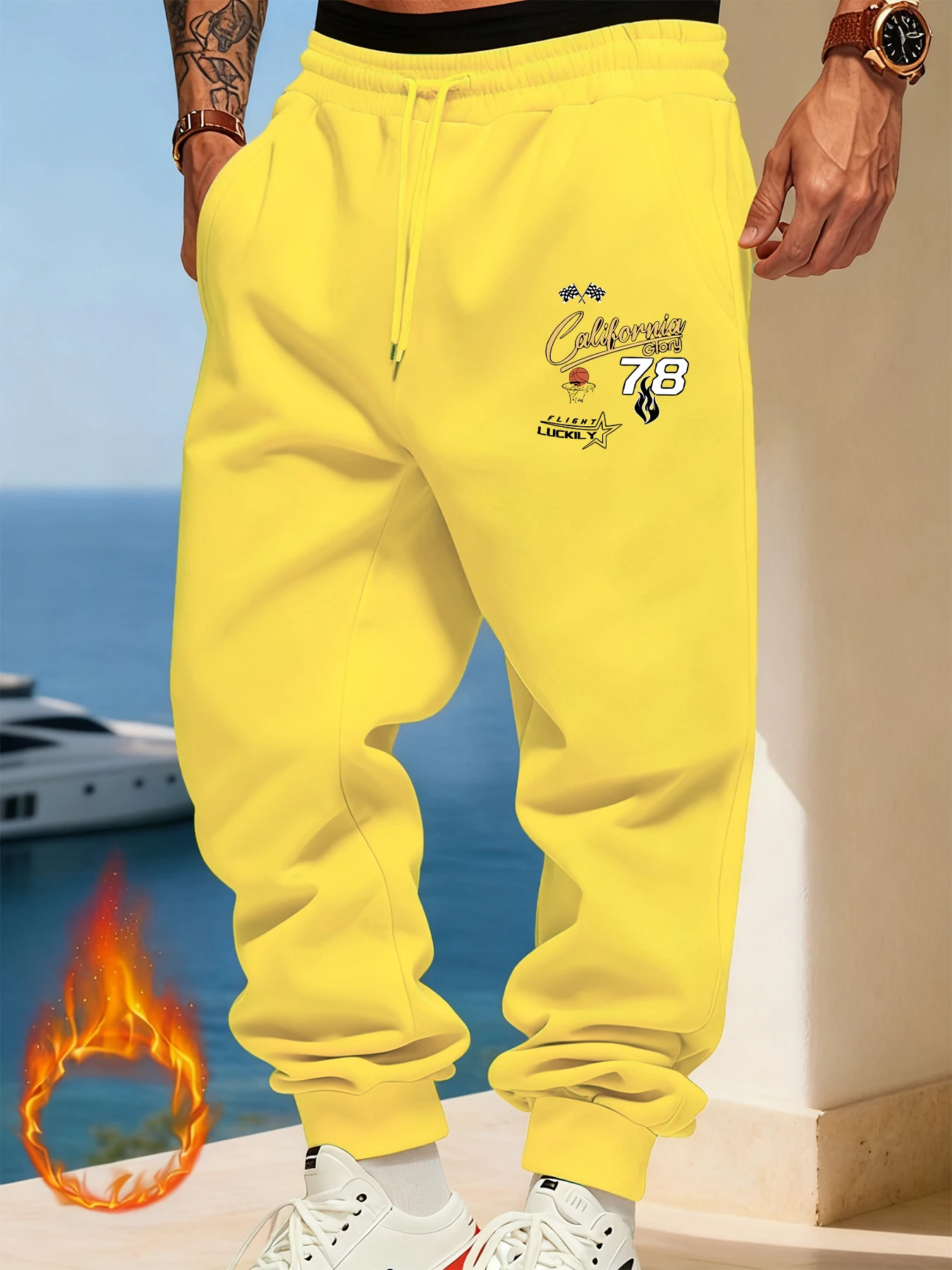 

California Glory Basketball Number 78 Prints Men Sweatpant Sports Multicolor Pants Soft Fleece Pant Autumn Jogging Britches