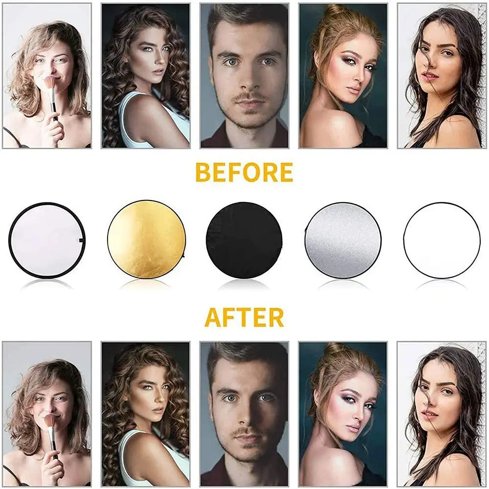 80cm 5 in 1 Portable Collapsible Round Photography Reflector Photo Studio Outdoor Light Diffuser Multi-Disc with Carry Bag