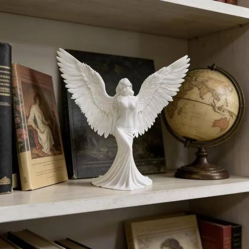 Hot Sale 3D Printed Angel/Goddess Ornament, Pure White Wings, Healing Desktop Decoration, Luxury Home Decor Crafts & Gifts