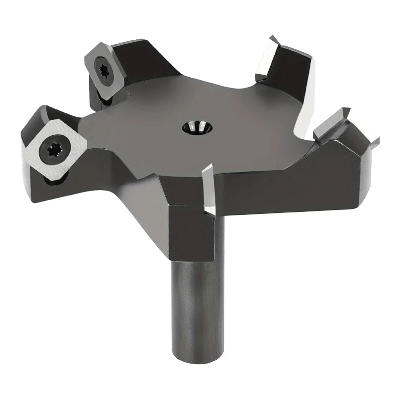 

Flatbed Router Bit 1/2 Handle 3-1/4 Cutting Diameter 5 Wing Insert Carbide Waste Board Surface Planing Router Bit Facing