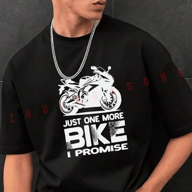 

Мужская футболка с принтом "Just One More Bike I Promise", модная повседневная футболка в уличном стиле, подходит для путешествий и занятий спортом.