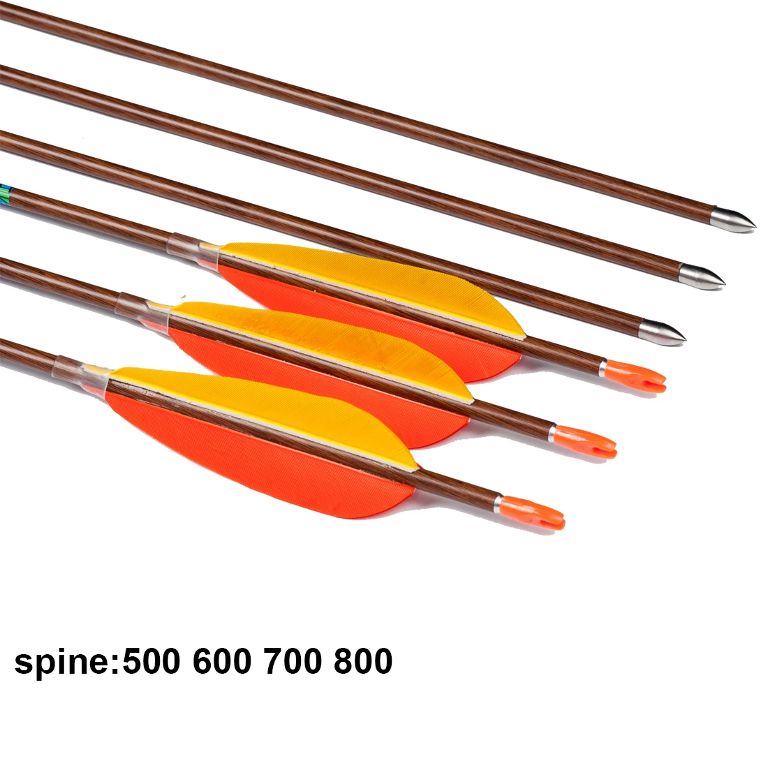 

Archery Carbon Arrows, ID4.2mm Longbow Accessories, Spine 500, 600, 700, 800, 3Inch, Turkey Feather, Recurve Bow, 12Pcs