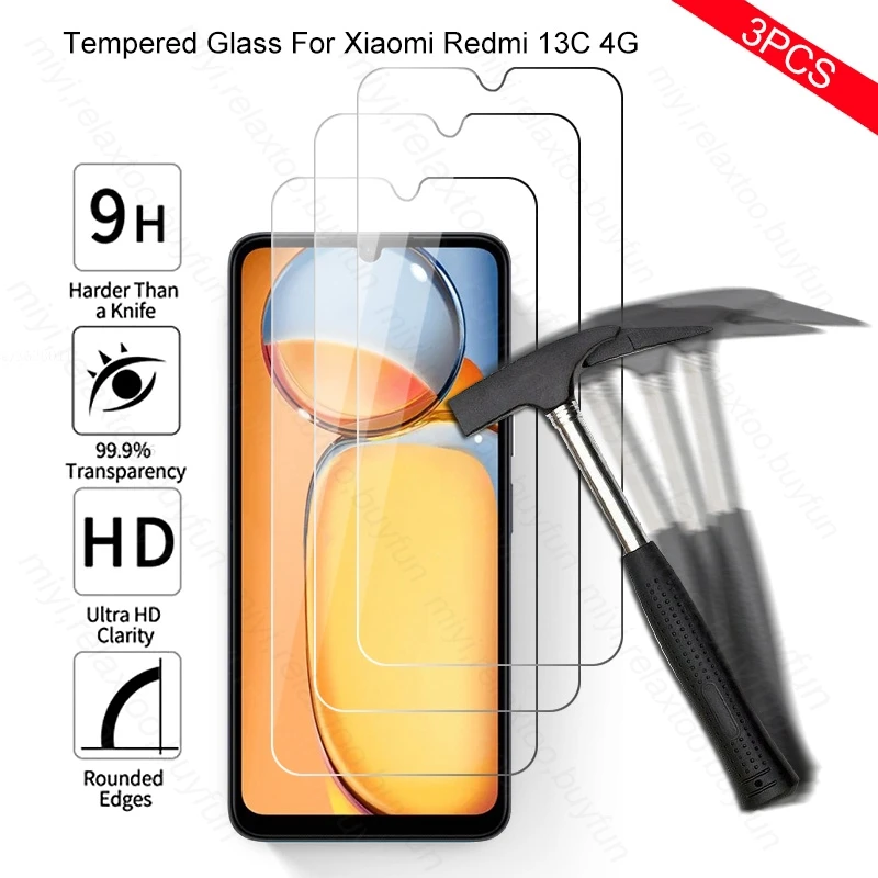 3PCS Tempered Glass For Redmi13C Redmi 13C 12C 10C 9C 4G Screen Protectors Safety Glass Redmy Readmi C 13 C12 C10 C9 Phone Films