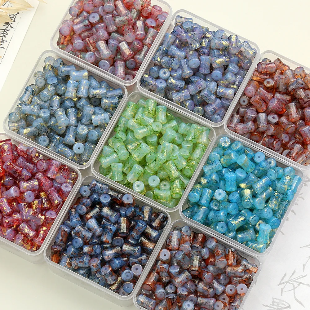 6x12mm/8x12mm Bamboo Knot Glass Beads New Chinese Style Bracelet Hand String Beads For DIY Jewelry Making Handmade Accessories