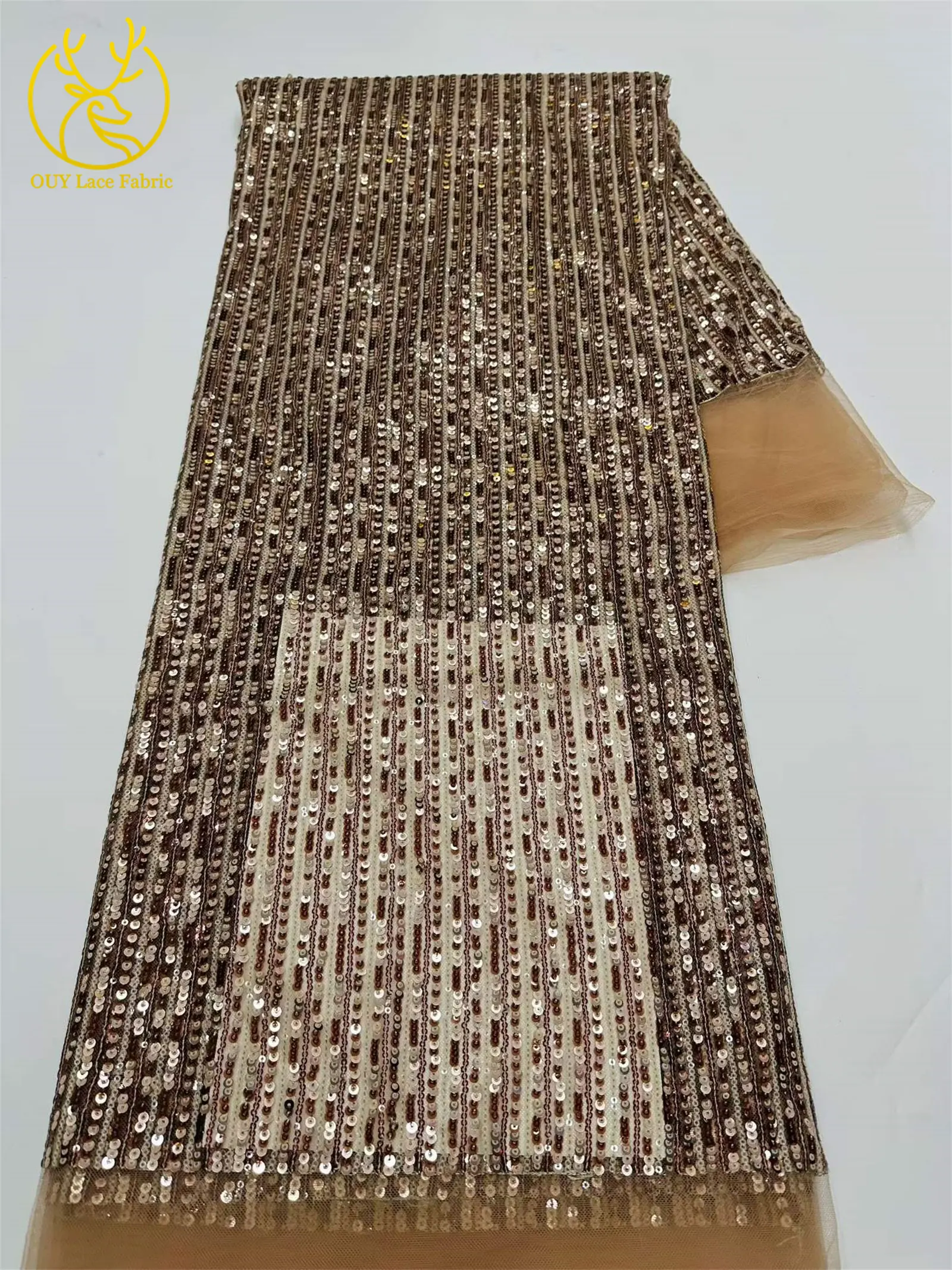 5 Yards afrikanischer Pailletten-Tüll-Spitzenstoff 2026 Hochwertiger französischer Netz-Spitzenstoff für elegante Abendkleider für nigerianische Frauen – Detail 13