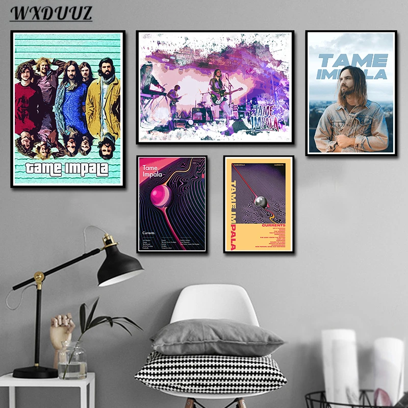 Pop Rock Singer Tame Impala Poster Aesthetic Rapper Music Album Currents Home Decoration Retro Canvas Print Wall Art Room Decor