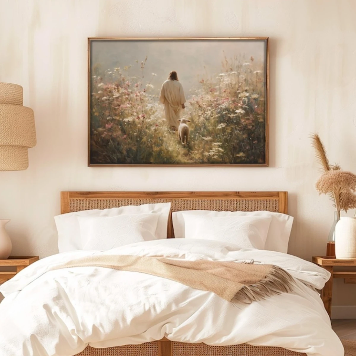 Jesus Sheep Canvas Print Poster Vintage Religion Faith Art Prints Living Room Wall Art Muslim Home Decor Poster Ramadan Gifts
